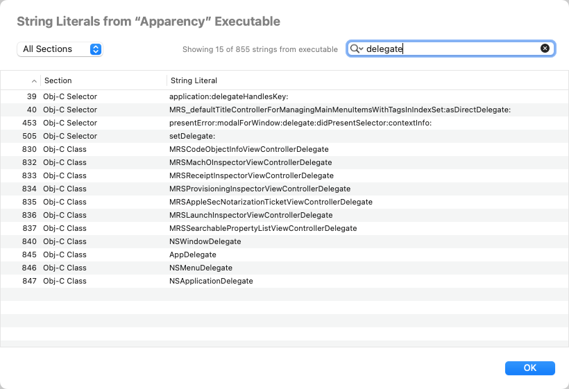 string literals inspector