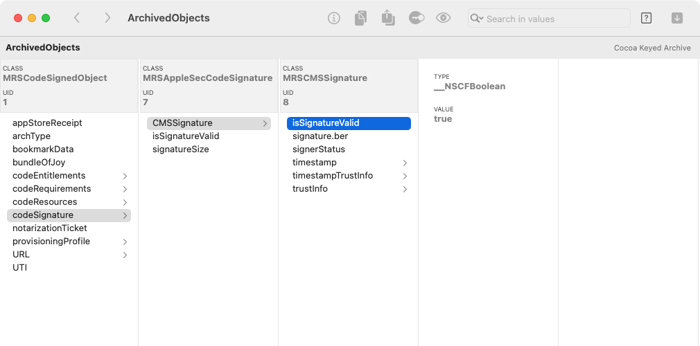 Browsing a Cocoa Keyed Archive