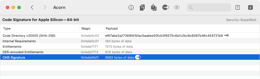 Security::SuperBlob view