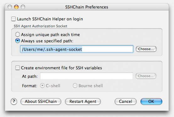 SSHChain Preferences Window